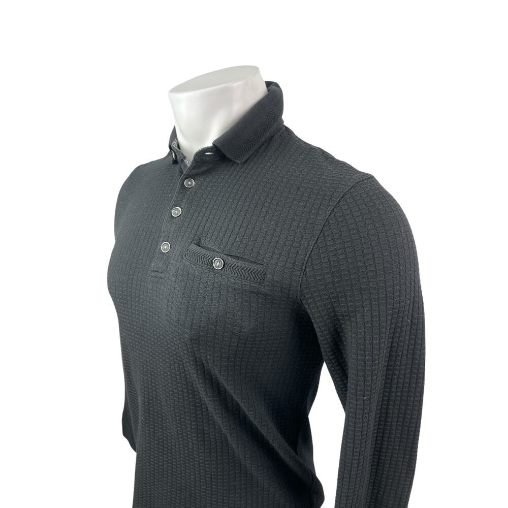 Ted Baker London Black Waffle Knit Collared Long Sleeve Sweatshirt Sweater Top 2 - Picture 2 of 6